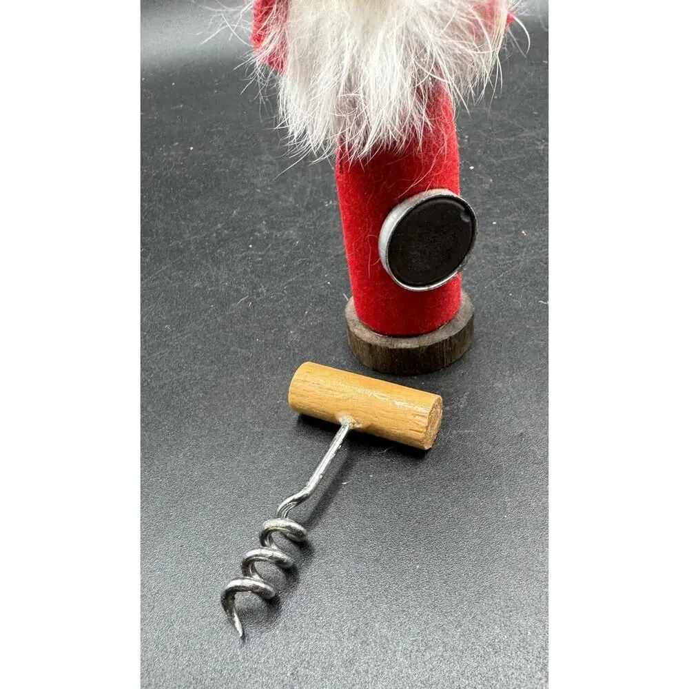 Vintage Wine Bottle Opener Cork Screw Bar Santa bobble head -S1J